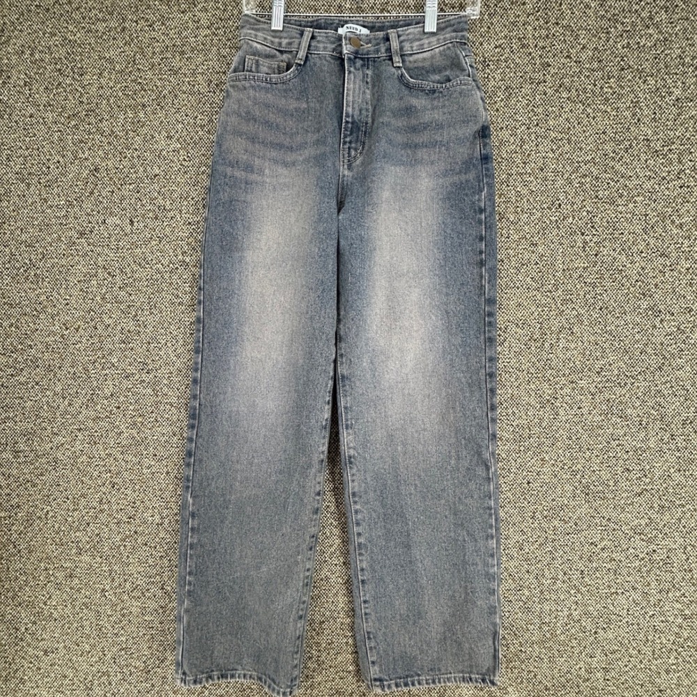 Need J Denim High Rise Wide Leg Jeans Blue Acid Wash Small